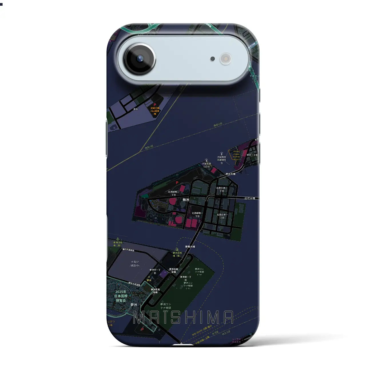 【舞洲(大阪府)】地図柄iPhoneケース(バックカバータイプ)