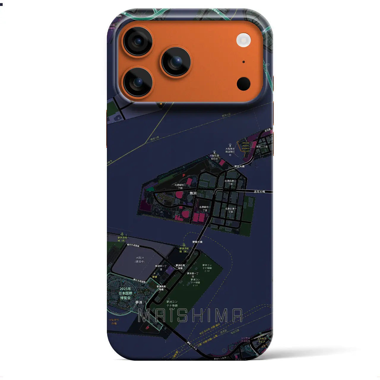 【舞洲(大阪府)】地図柄iPhoneケース(バックカバータイプ)