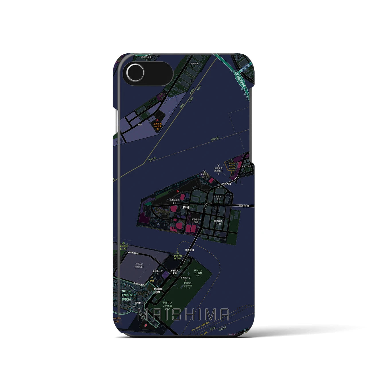 【舞洲(大阪府)】地図柄iPhoneケース(バックカバータイプ)