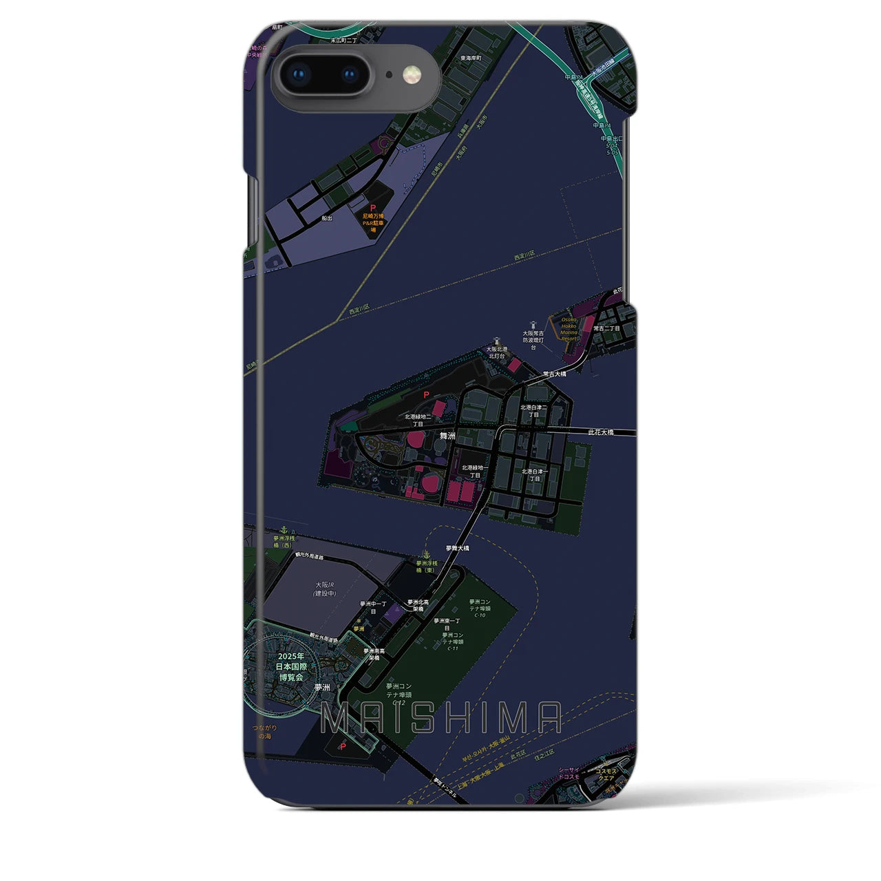 【舞洲(大阪府)】地図柄iPhoneケース(バックカバータイプ)