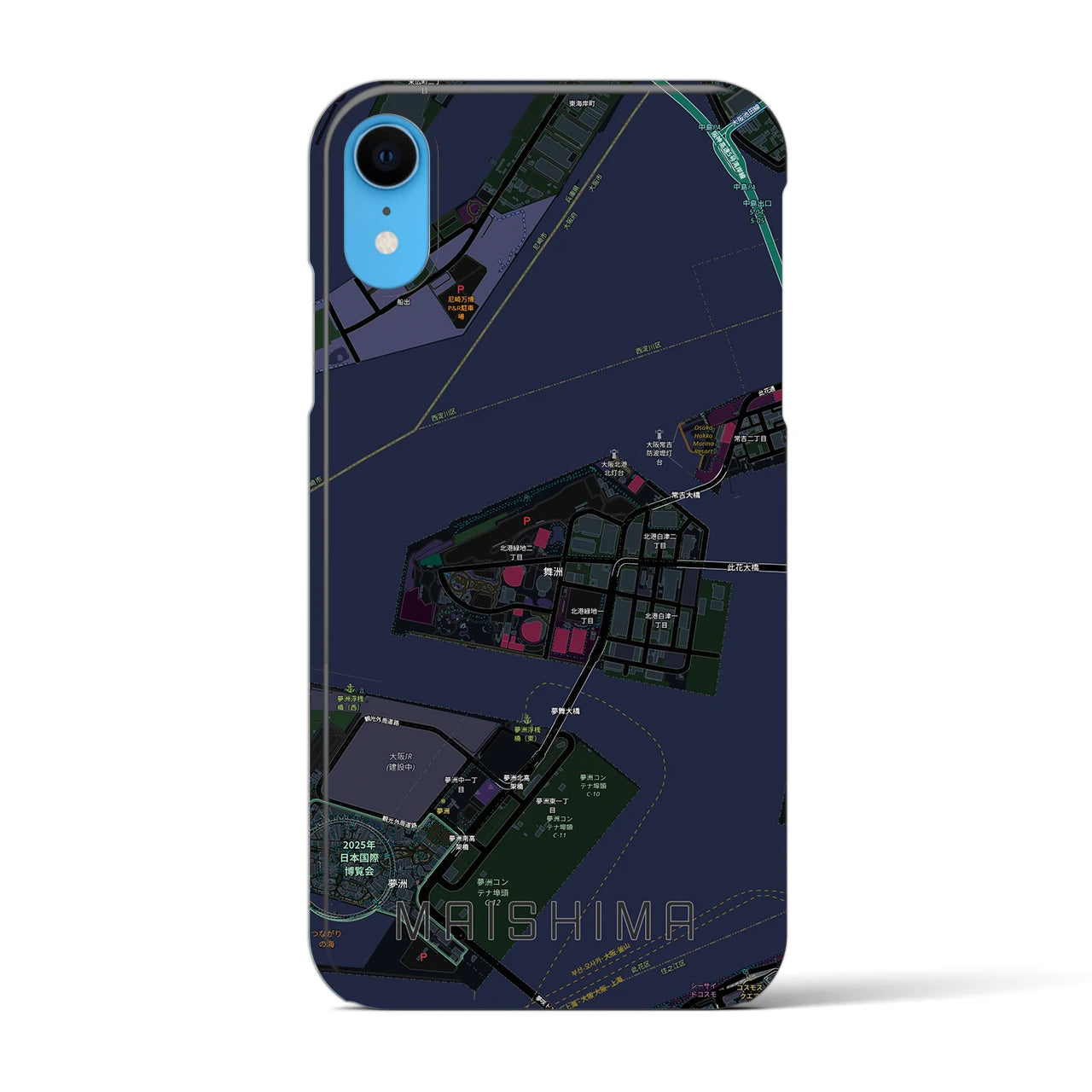 【舞洲(大阪府)】地図柄iPhoneケース(バックカバータイプ)