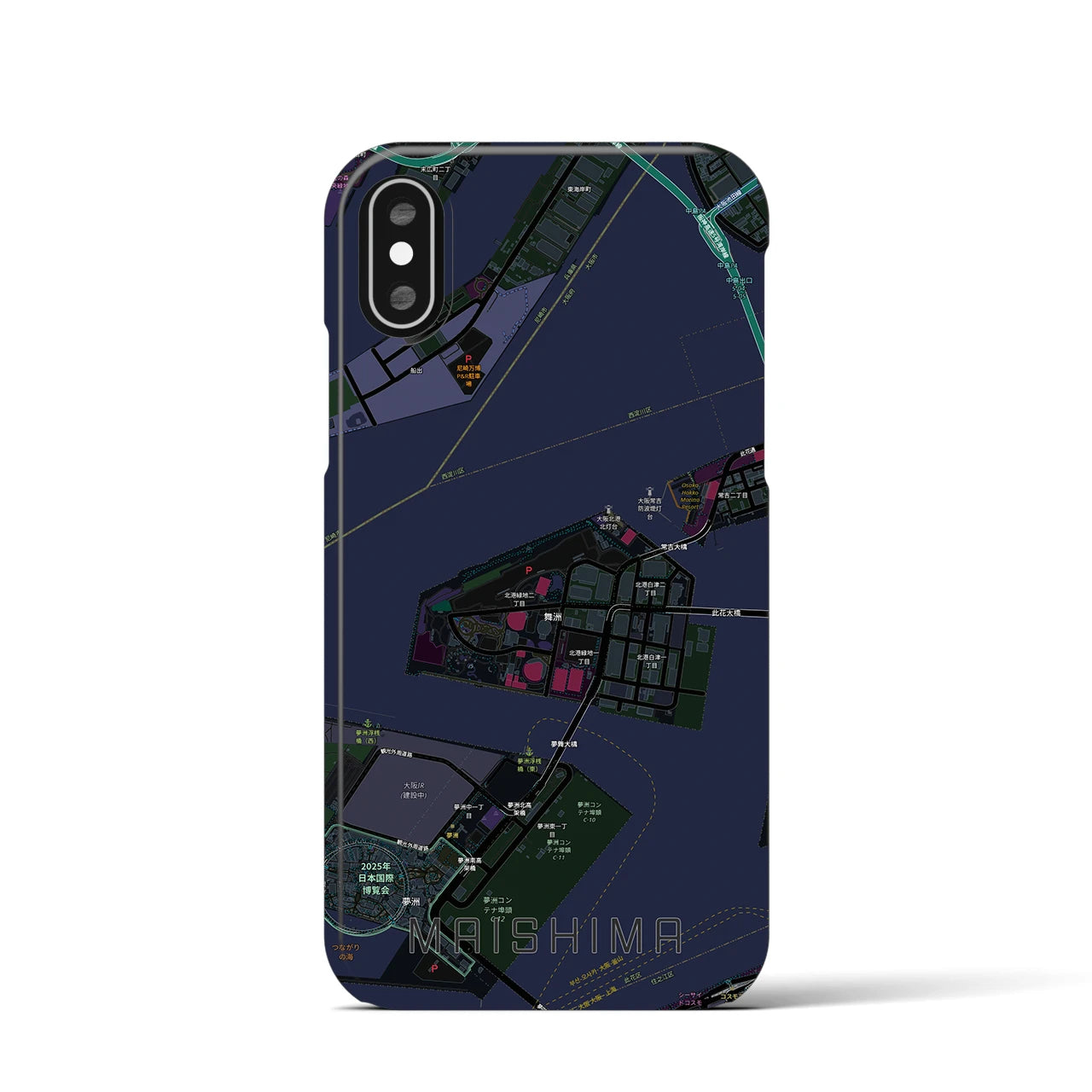【舞洲(大阪府)】地図柄iPhoneケース(バックカバータイプ)