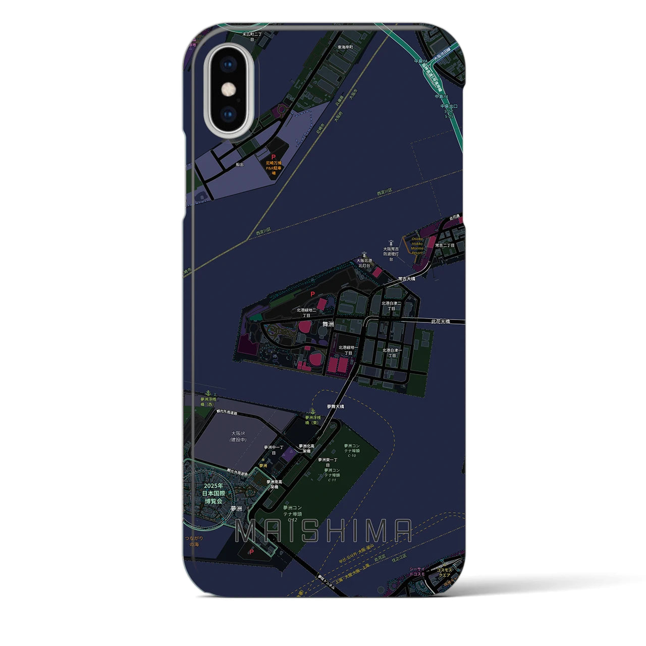 【舞洲(大阪府)】地図柄iPhoneケース(バックカバータイプ)