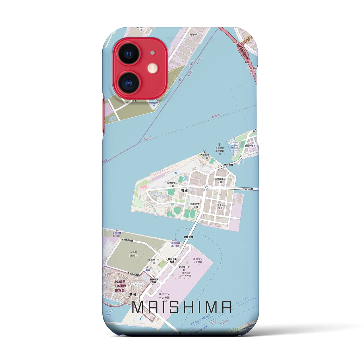 【舞洲(大阪府)】地図柄iPhoneケース(バックカバータイプ)