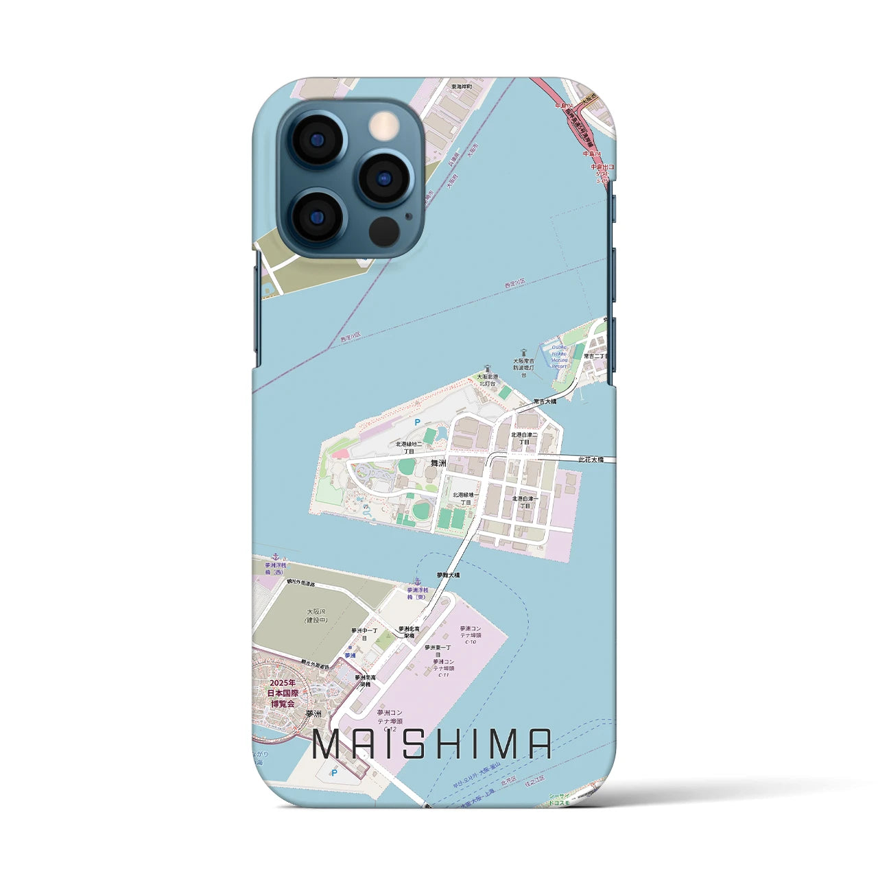【舞洲(大阪府)】地図柄iPhoneケース(バックカバータイプ)