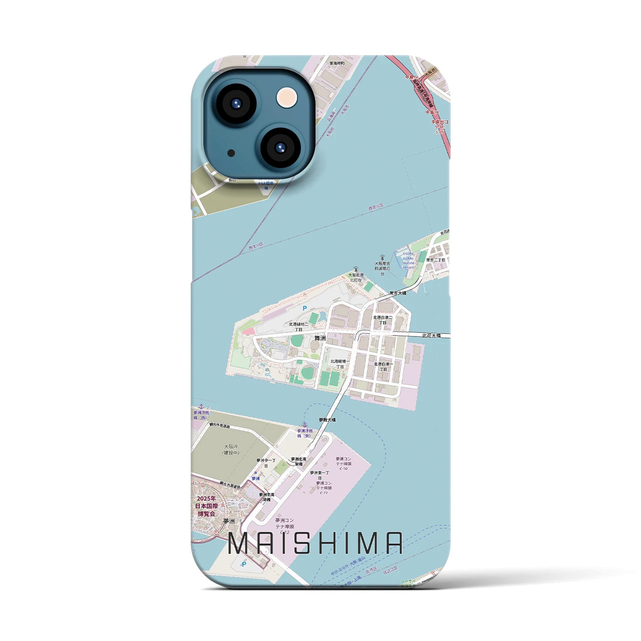 【舞洲(大阪府)】地図柄iPhoneケース(バックカバータイプ)