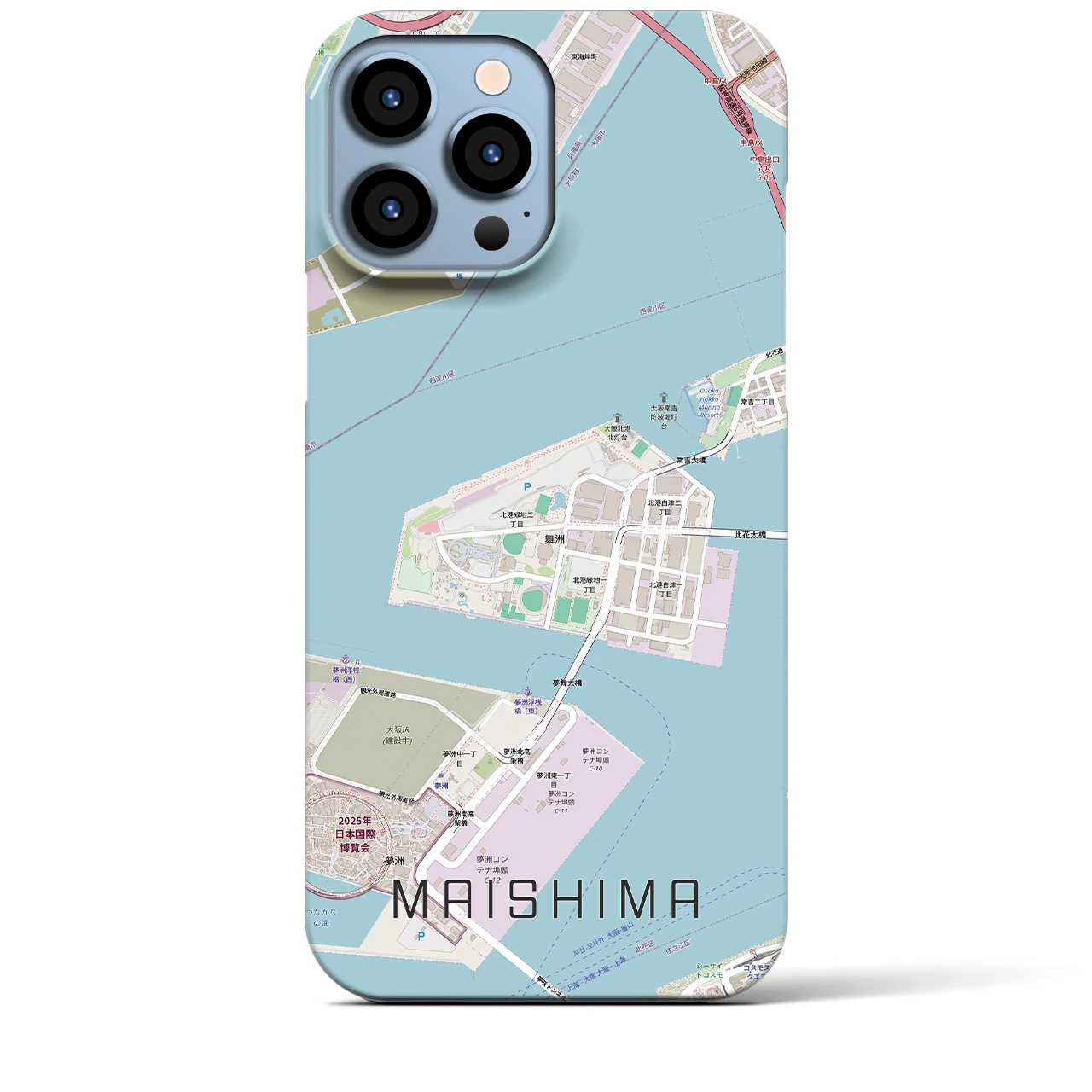 【舞洲(大阪府)】地図柄iPhoneケース(バックカバータイプ)