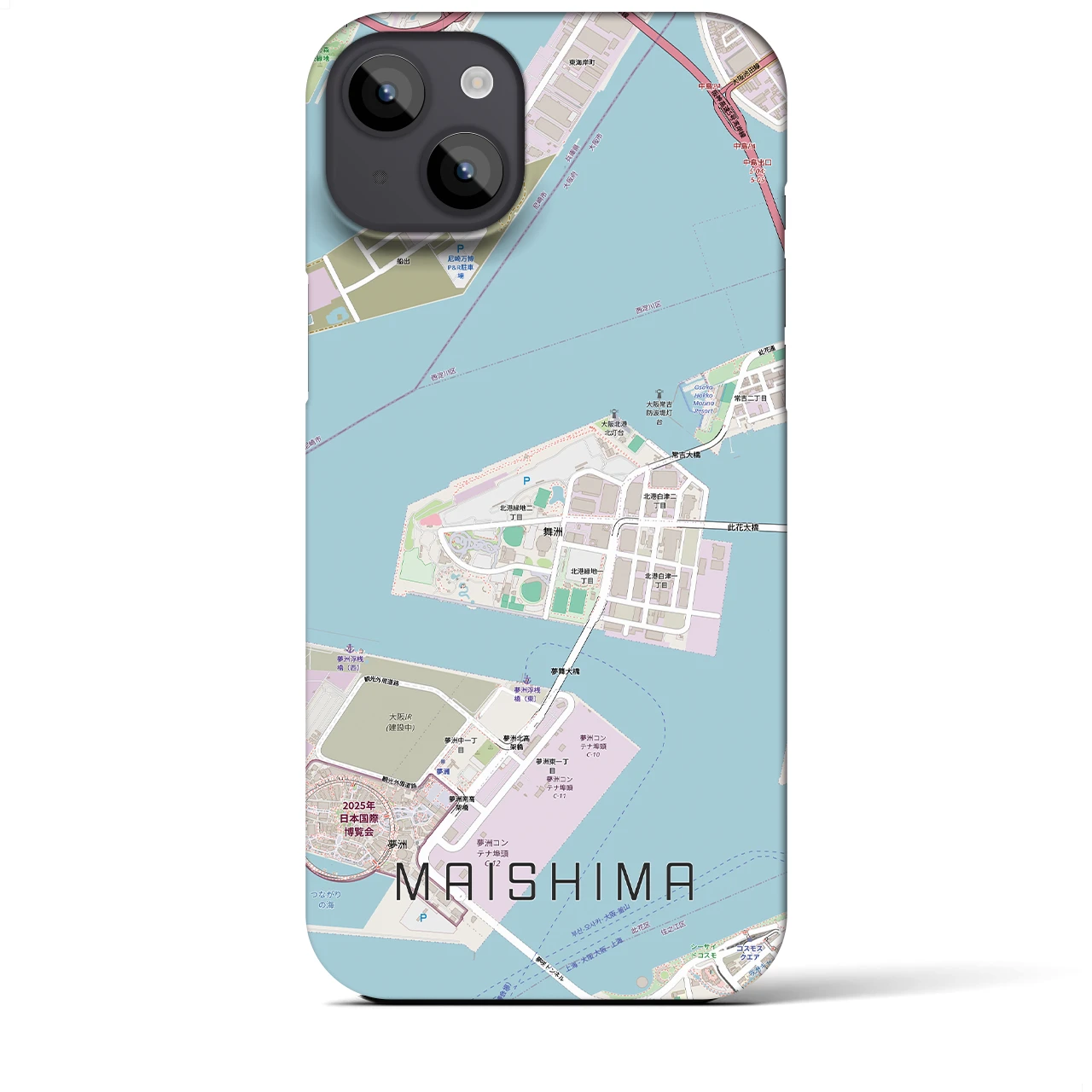 【舞洲(大阪府)】地図柄iPhoneケース(バックカバータイプ)
