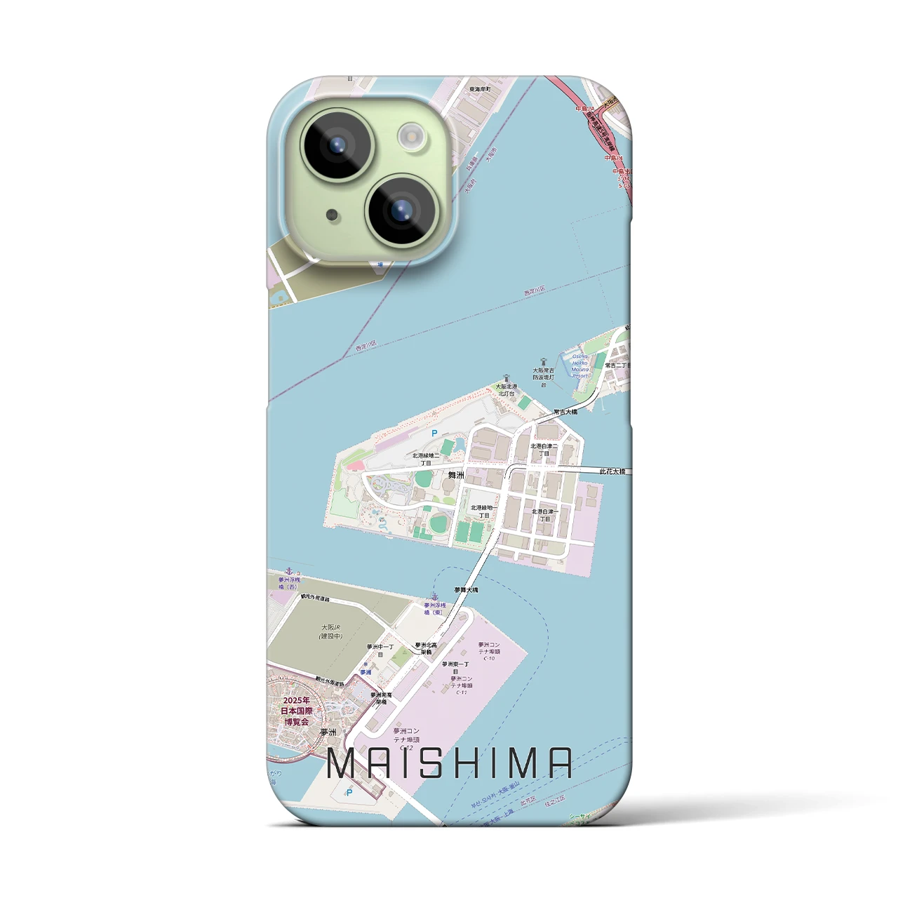 【舞洲(大阪府)】地図柄iPhoneケース(バックカバータイプ)