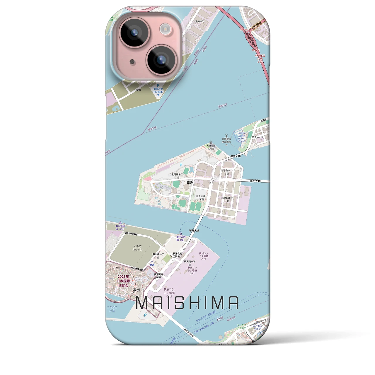 【舞洲(大阪府)】地図柄iPhoneケース(バックカバータイプ)