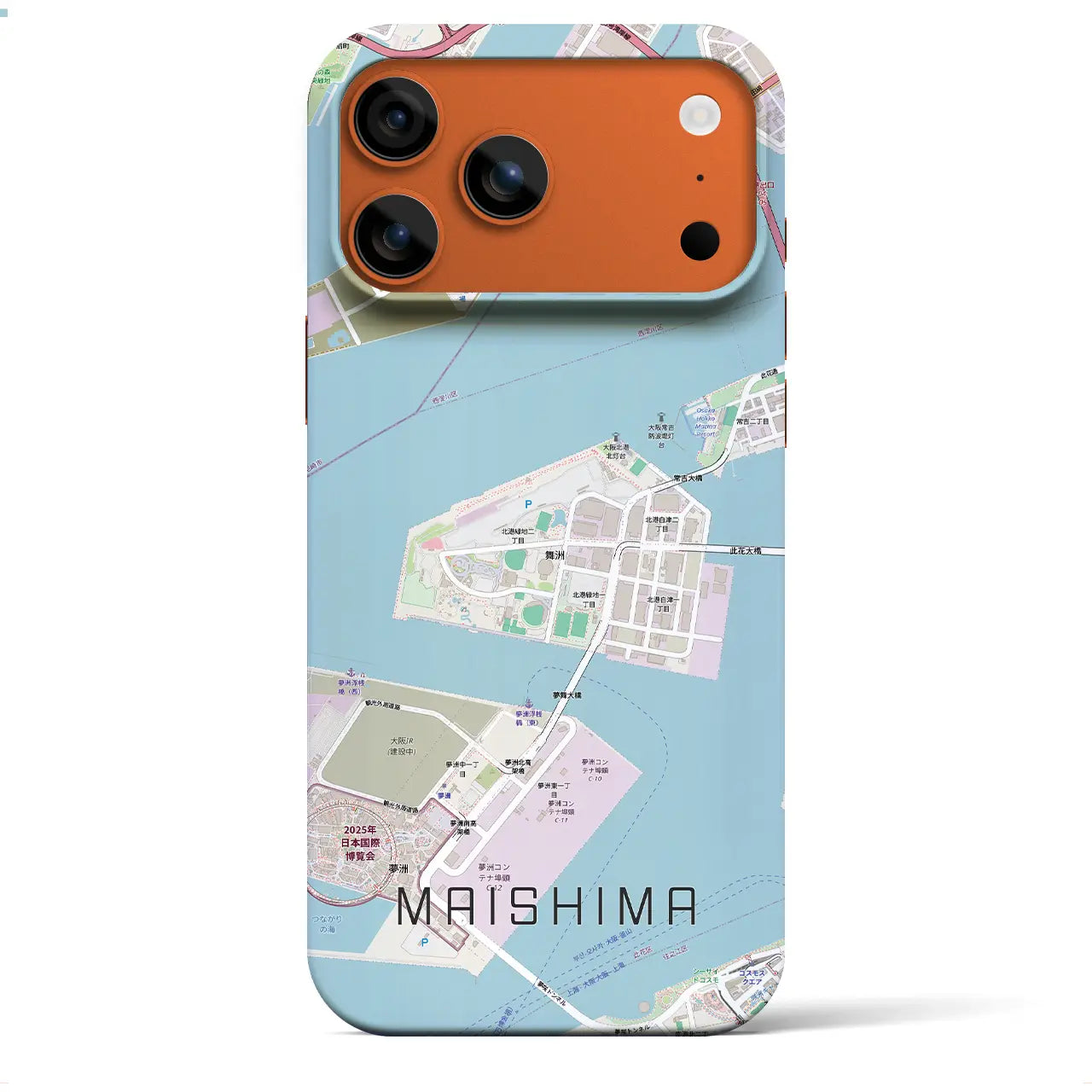 【舞洲(大阪府)】地図柄iPhoneケース(バックカバータイプ)ナチュラル・iPhone 17 Pro Max 用