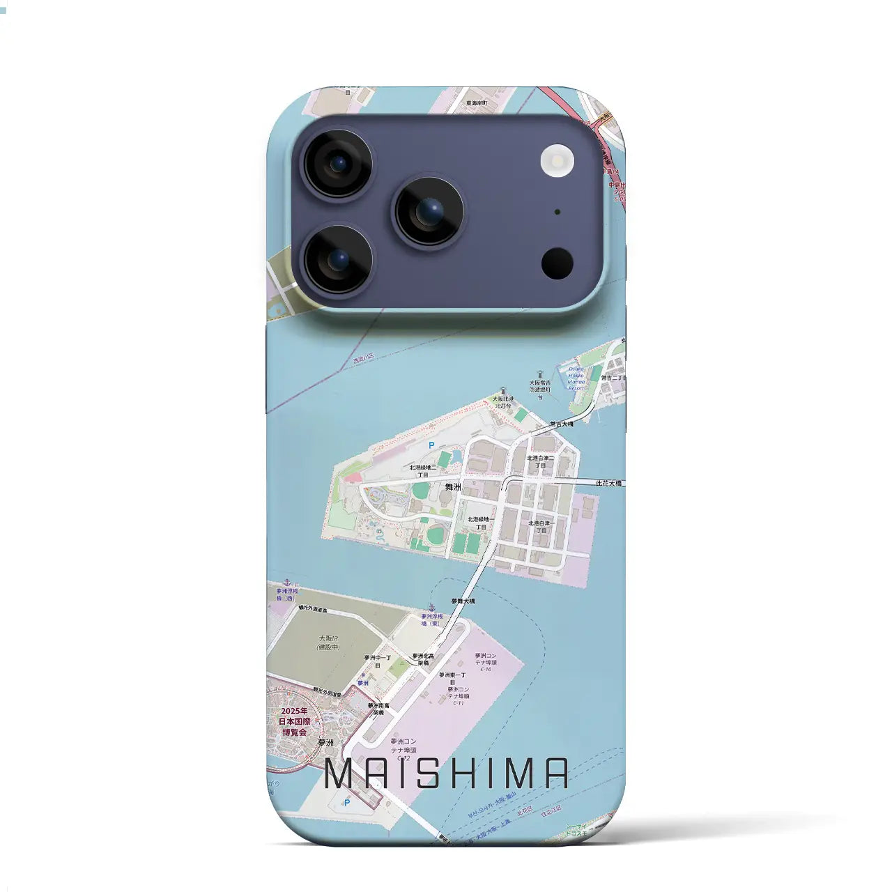 【舞洲(大阪府)】地図柄iPhoneケース(バックカバータイプ)ブラック・iPhone 17 Pro Max 用