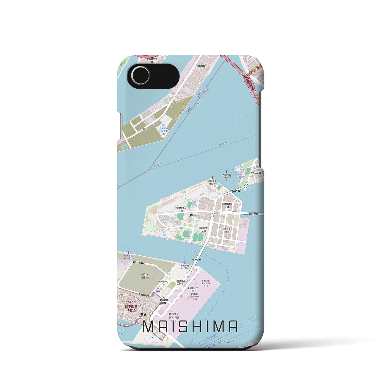 【舞洲(大阪府)】地図柄iPhoneケース(バックカバータイプ)