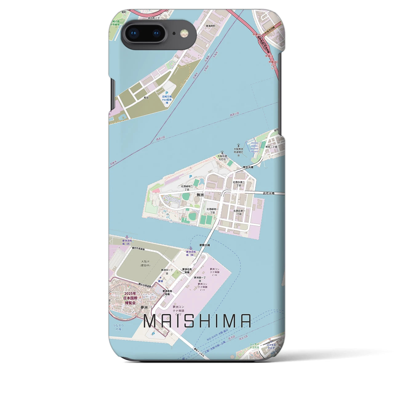【舞洲(大阪府)】地図柄iPhoneケース(バックカバータイプ)