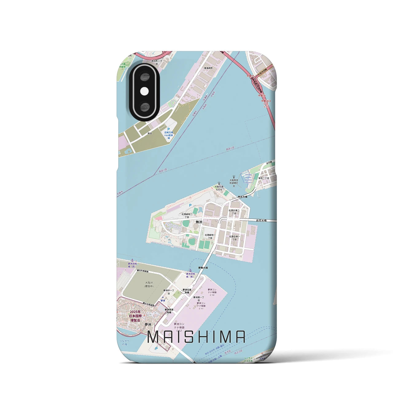 【舞洲(大阪府)】地図柄iPhoneケース(バックカバータイプ)