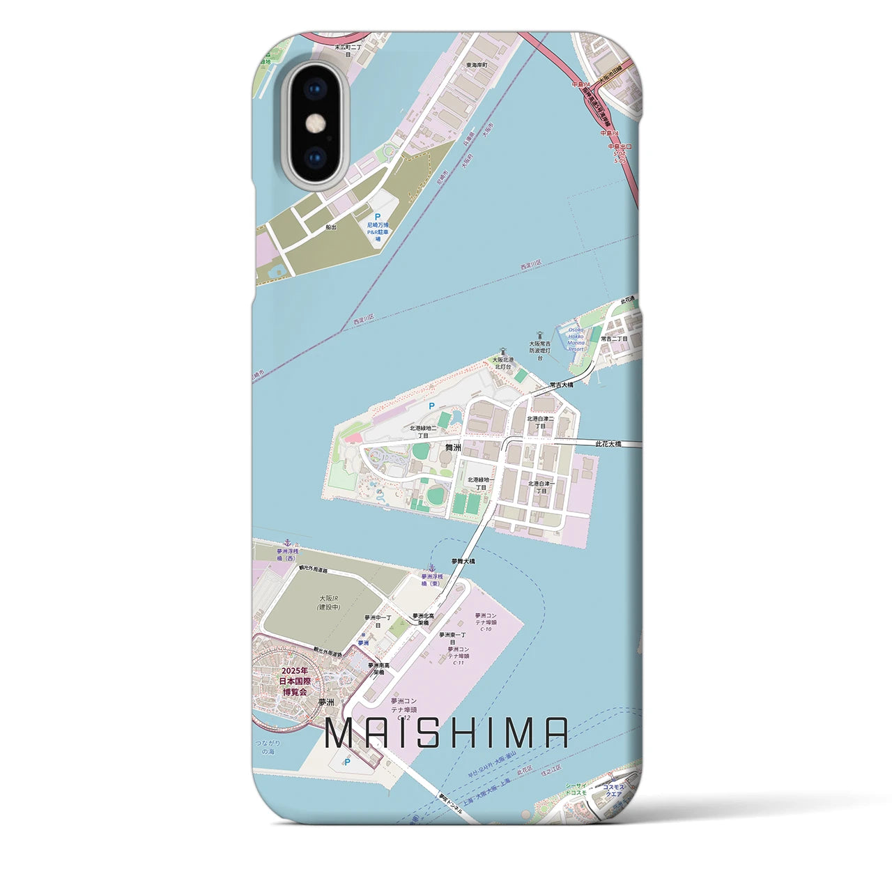 【舞洲(大阪府)】地図柄iPhoneケース(バックカバータイプ)