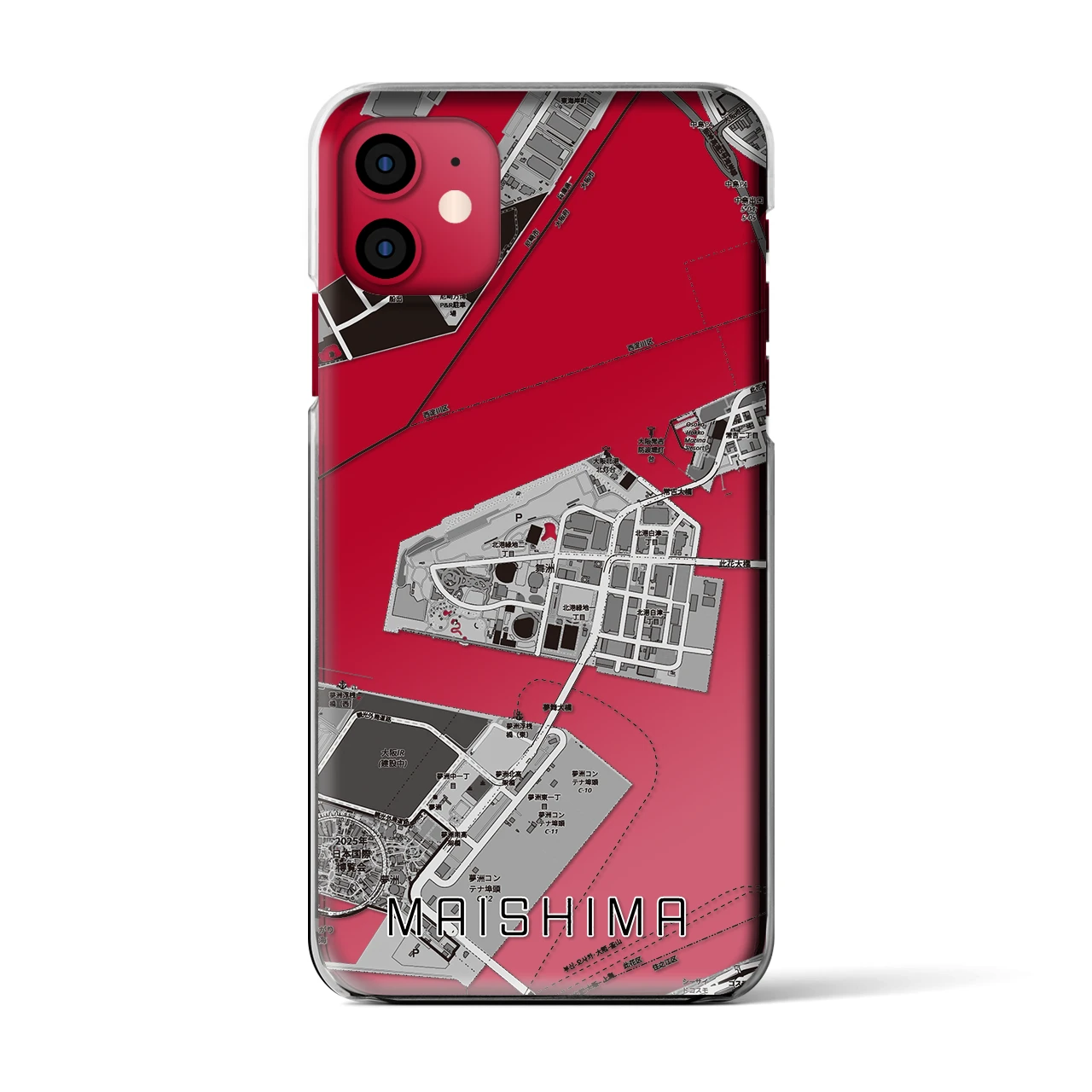 【舞洲(大阪府)】地図柄iPhoneケース(クリアタイプ)