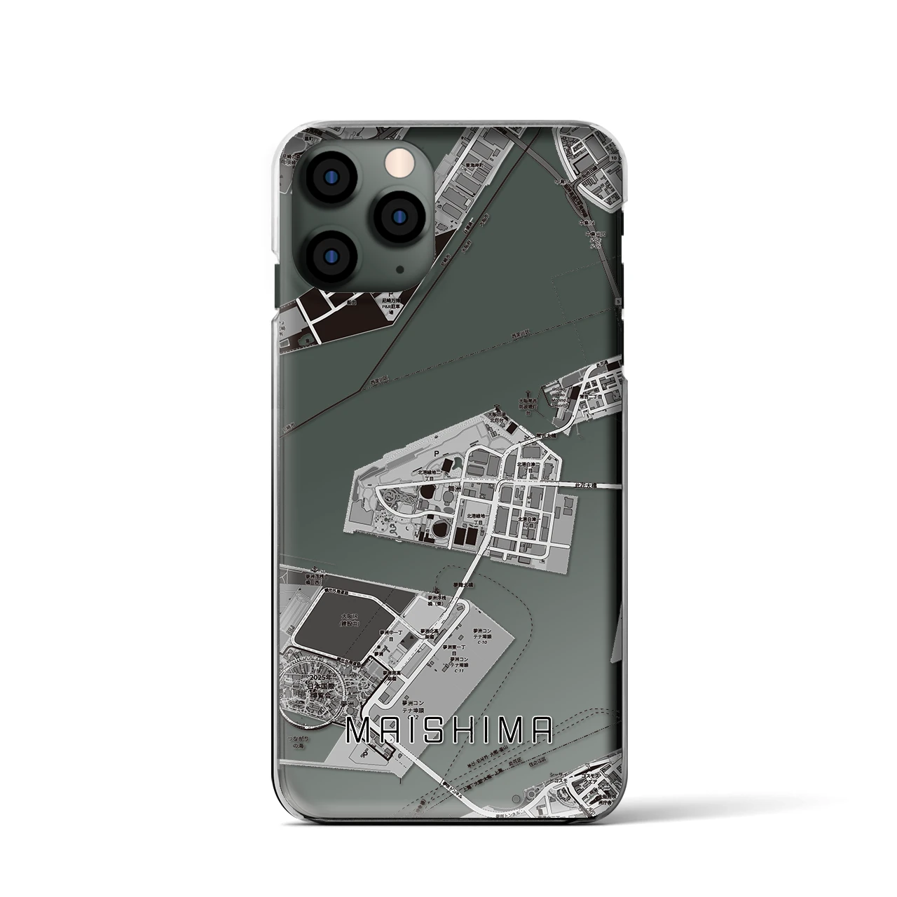 【舞洲(大阪府)】地図柄iPhoneケース(クリアタイプ)
