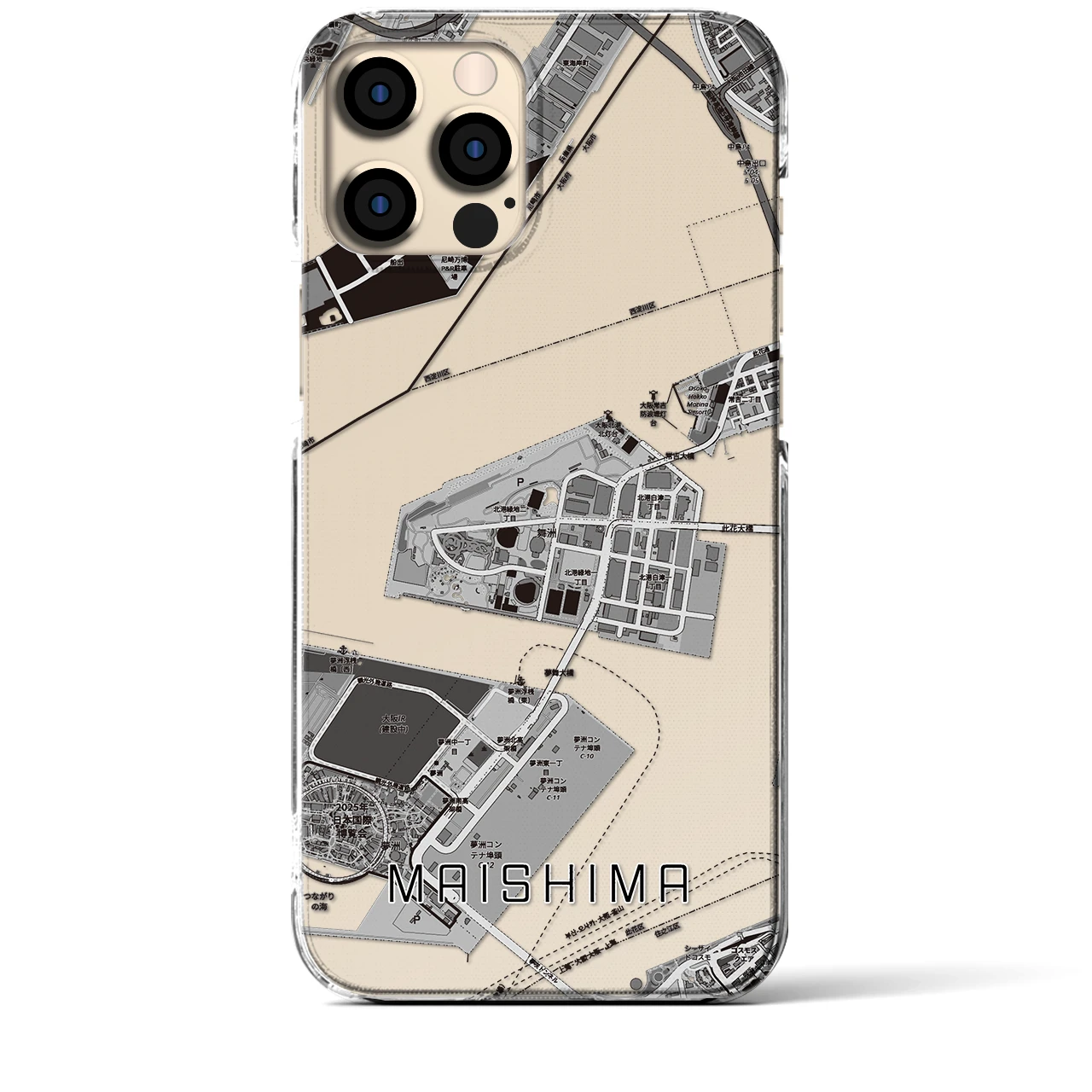 【舞洲(大阪府)】地図柄iPhoneケース(クリアタイプ)