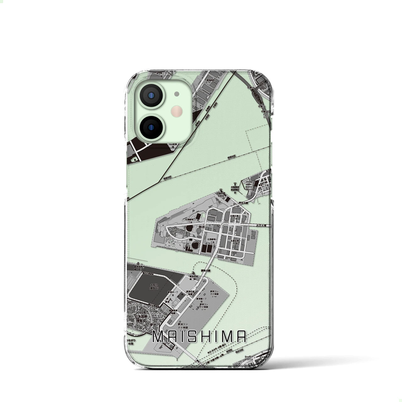 【舞洲(大阪府)】地図柄iPhoneケース(クリアタイプ)