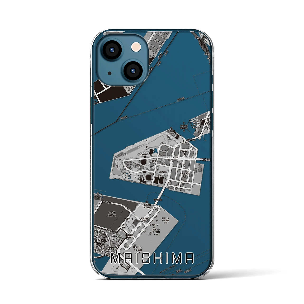 【舞洲(大阪府)】地図柄iPhoneケース(クリアタイプ)