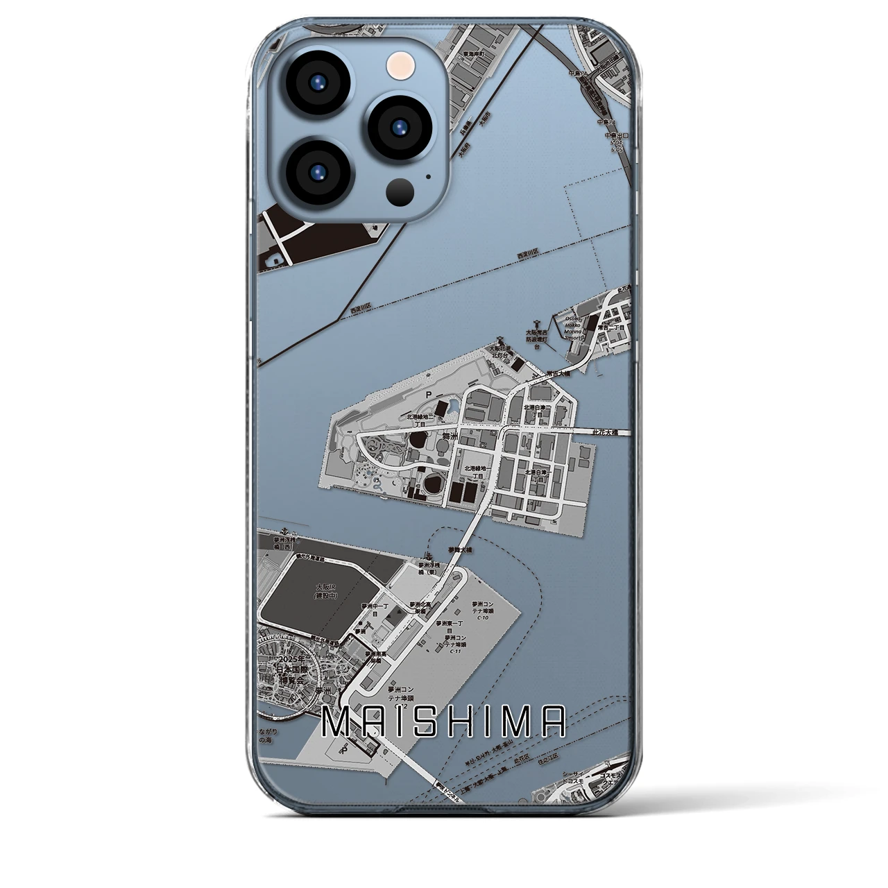 【舞洲(大阪府)】地図柄iPhoneケース(クリアタイプ)