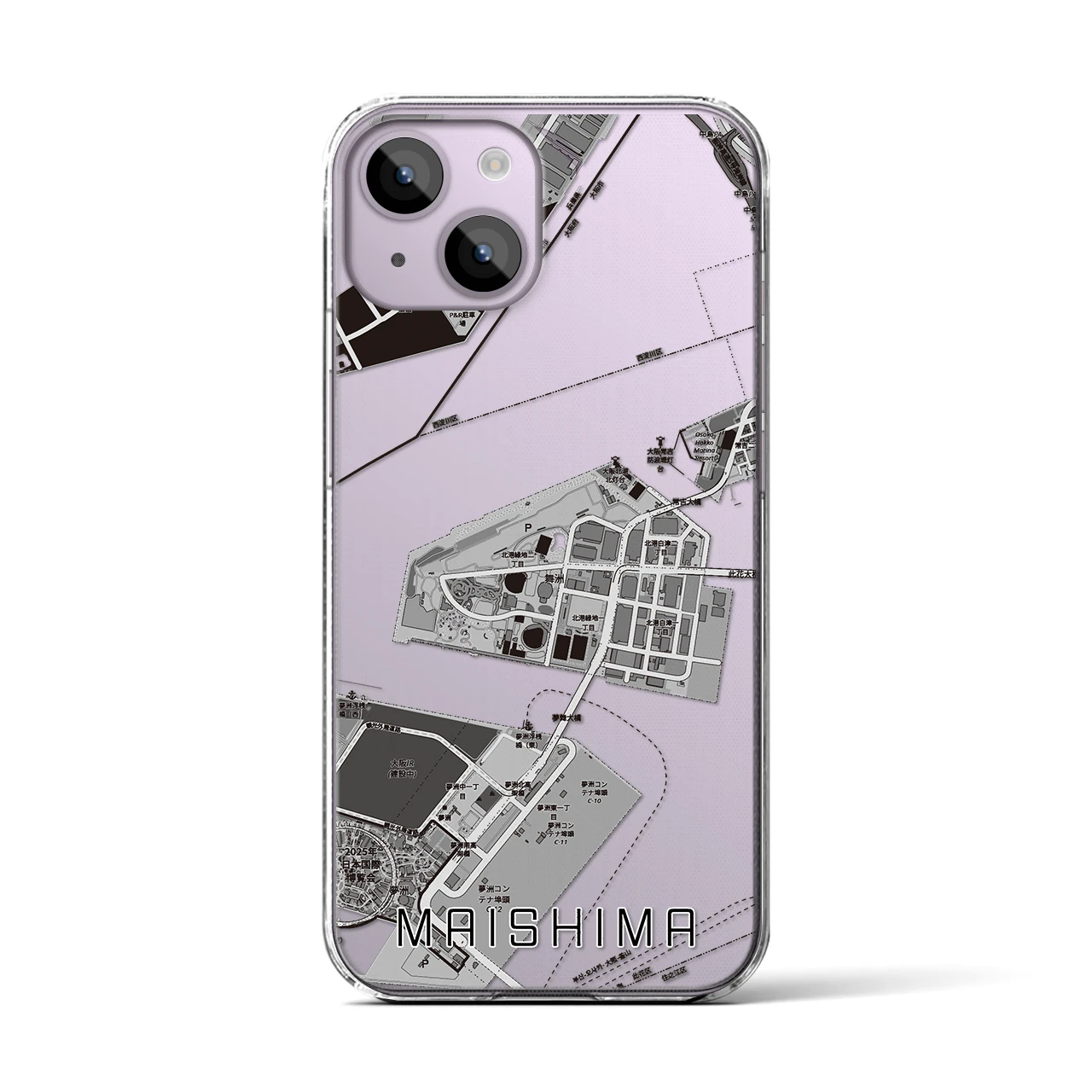 【舞洲(大阪府)】地図柄iPhoneケース(クリアタイプ)