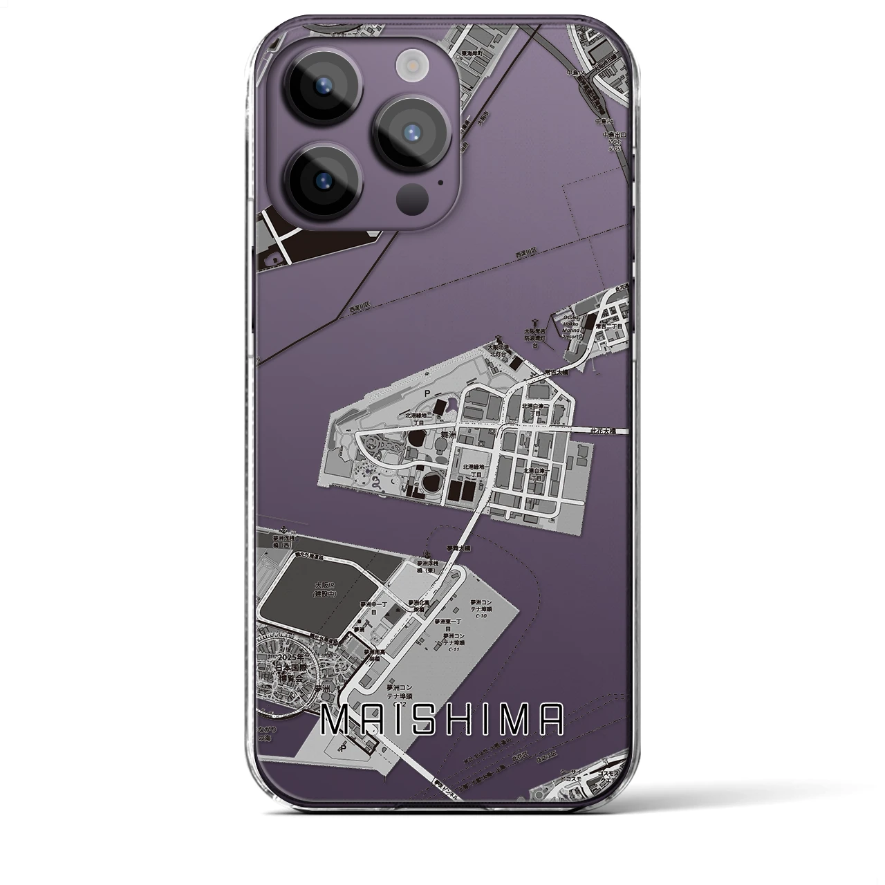 【舞洲(大阪府)】地図柄iPhoneケース(クリアタイプ)