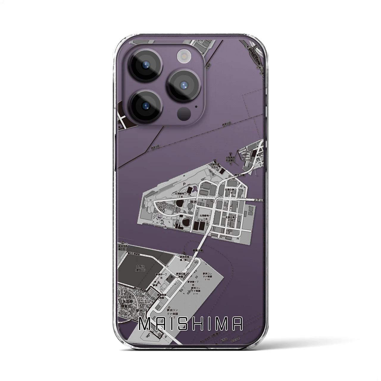 【舞洲(大阪府)】地図柄iPhoneケース(クリアタイプ)