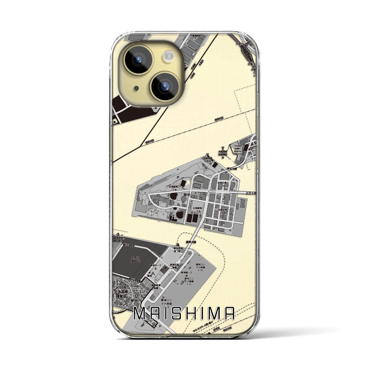 【舞洲(大阪府)】地図柄iPhoneケース(クリアタイプ)