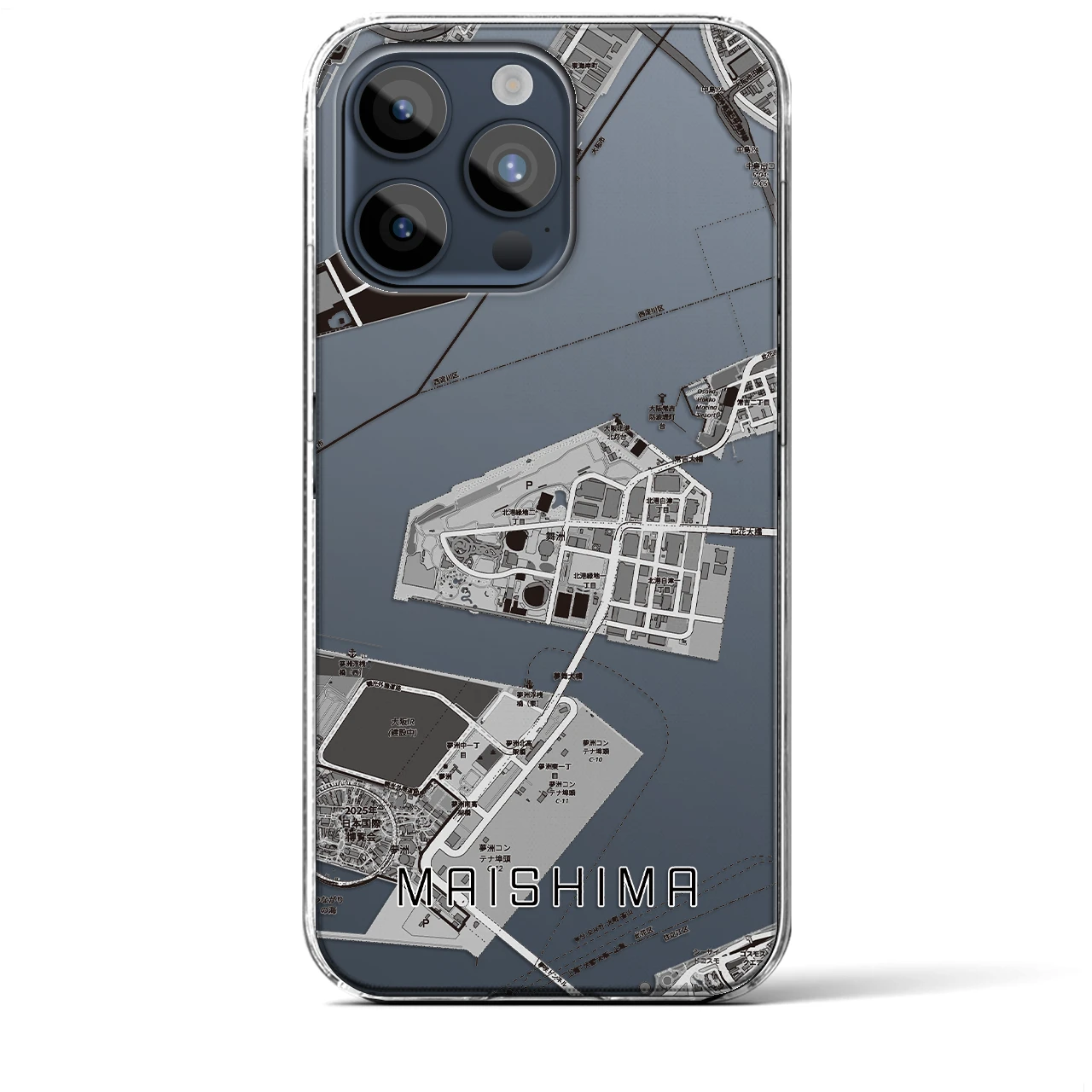 【舞洲(大阪府)】地図柄iPhoneケース(クリアタイプ)