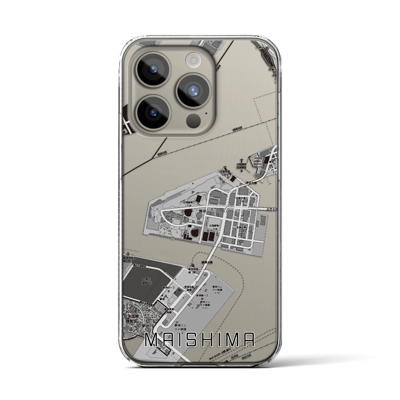 【舞洲(大阪府)】地図柄iPhoneケース(クリアタイプ)