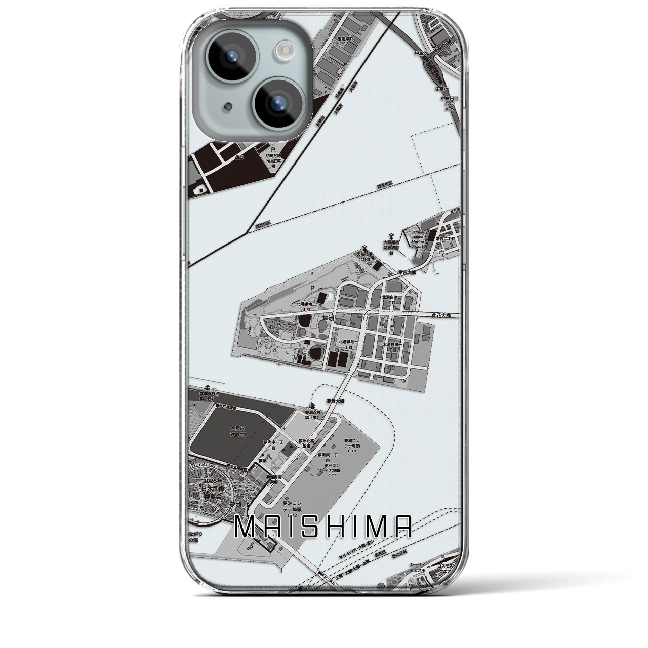 【舞洲(大阪府)】地図柄iPhoneケース(クリアタイプ)