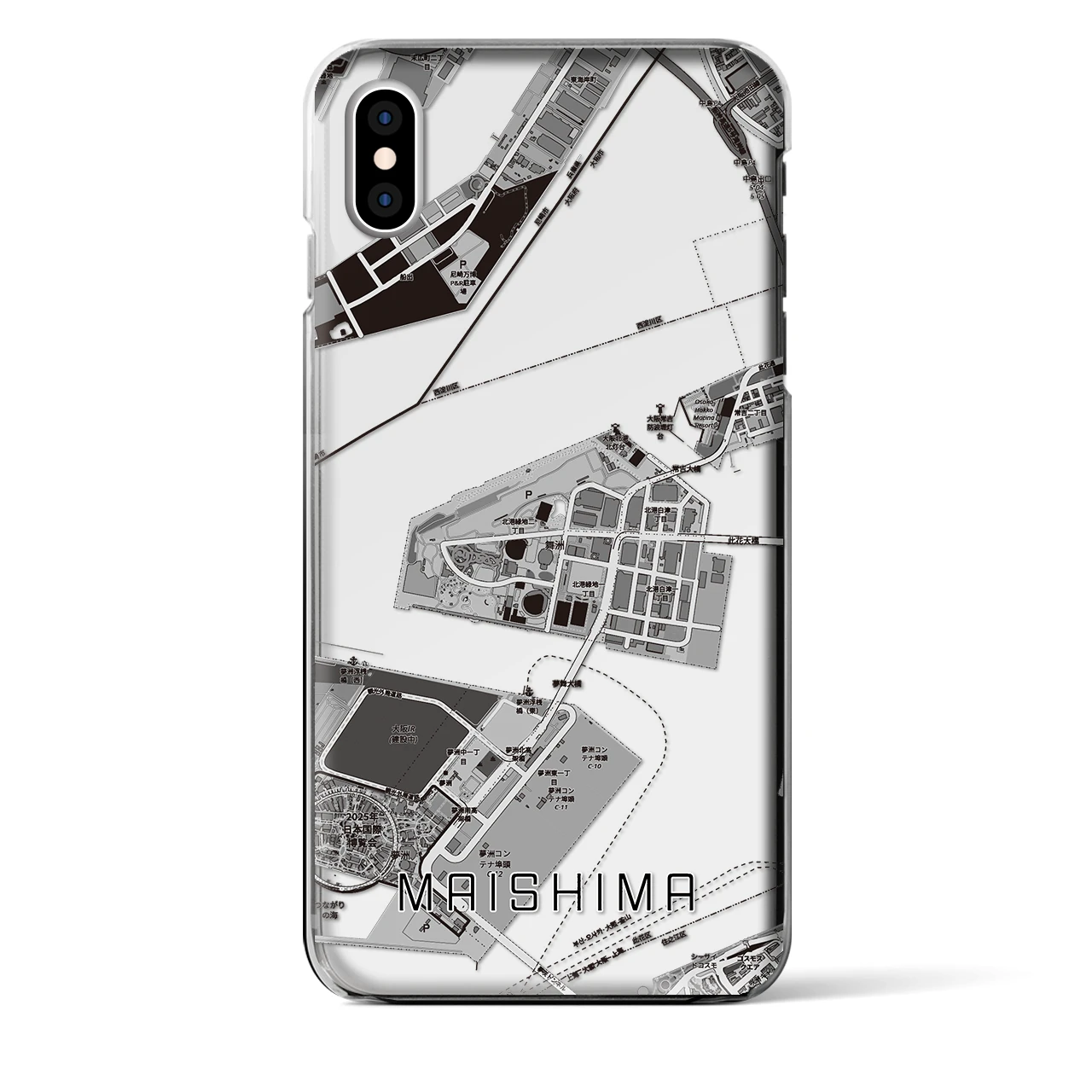 【舞洲(大阪府)】地図柄iPhoneケース(クリアタイプ)
