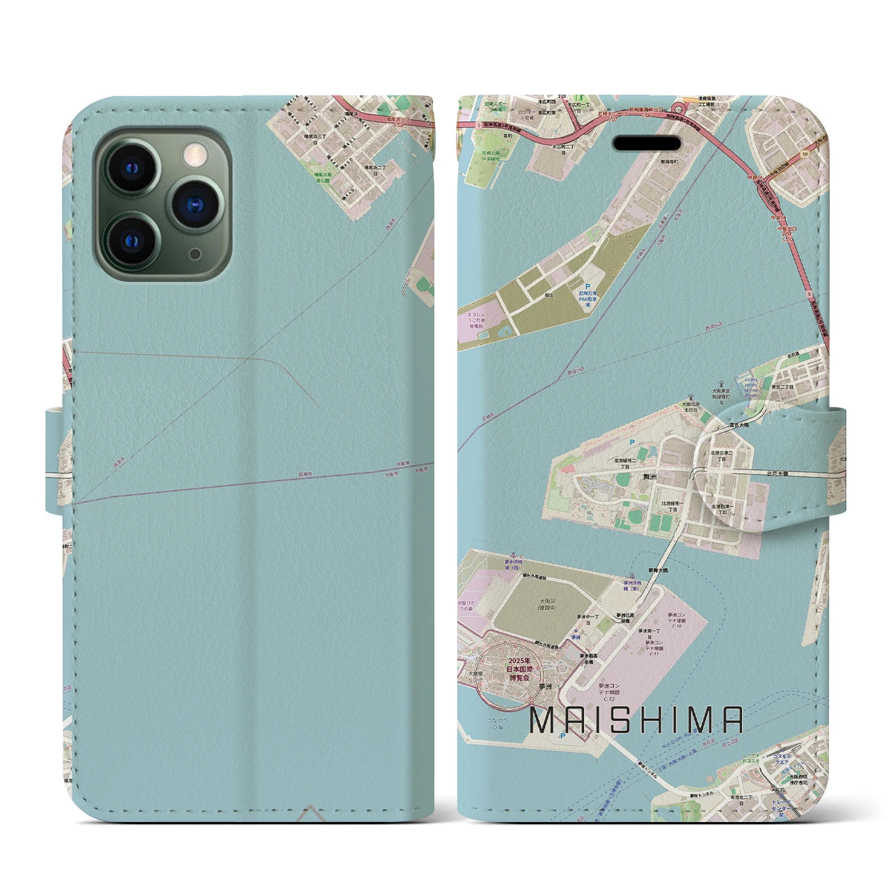 【舞洲(大阪府)】地図柄iPhoneケース(手帳タイプ)