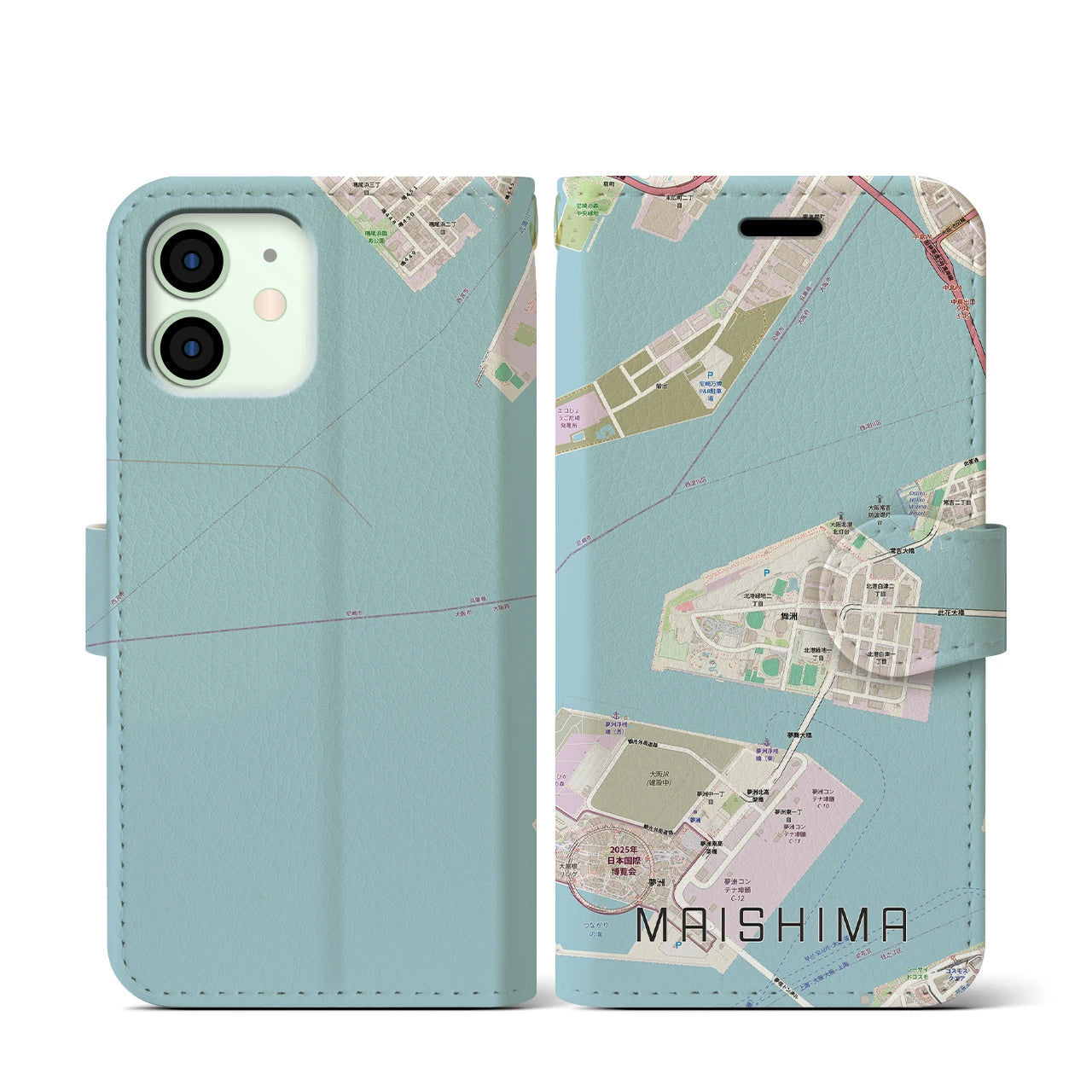 【舞洲(大阪府)】地図柄iPhoneケース(手帳タイプ)