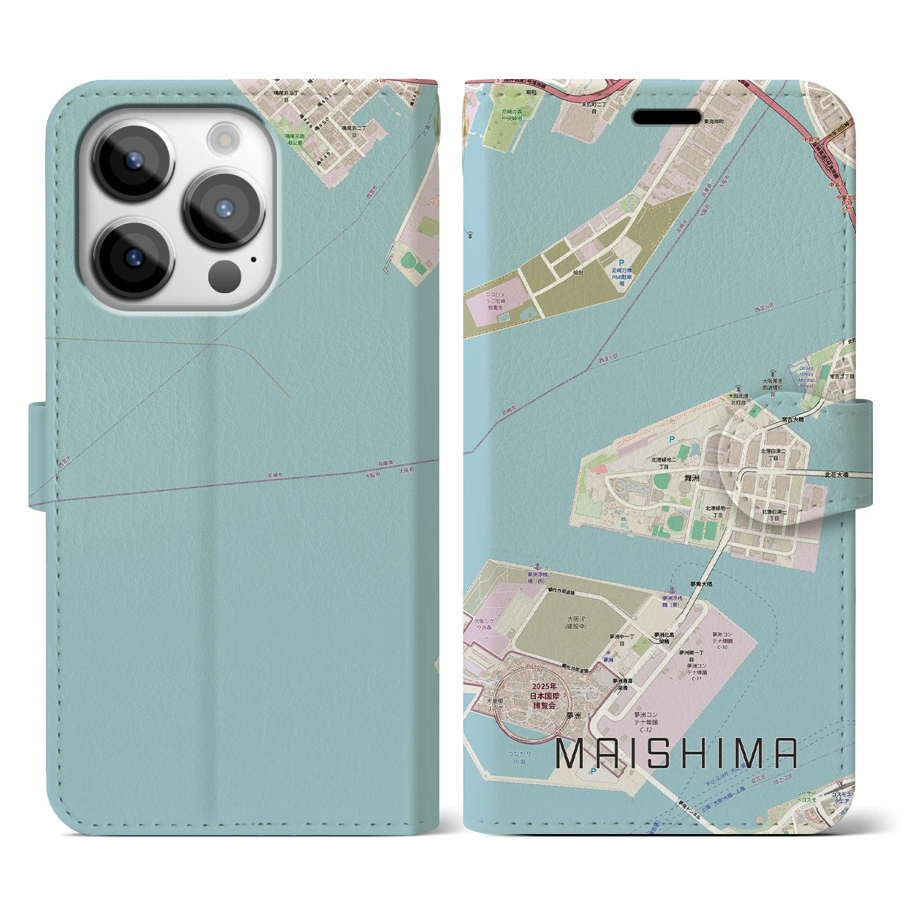 【舞洲(大阪府)】地図柄iPhoneケース(手帳タイプ)