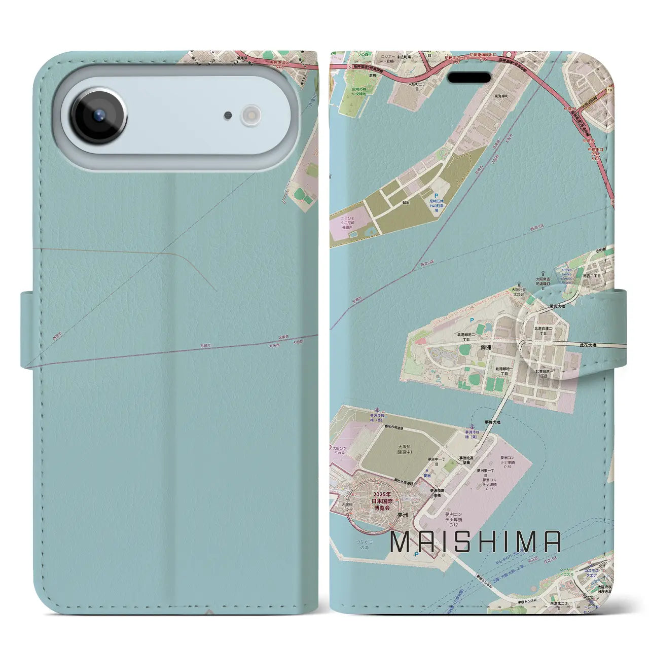 【舞洲(大阪府)】地図柄iPhoneケース(手帳タイプ)