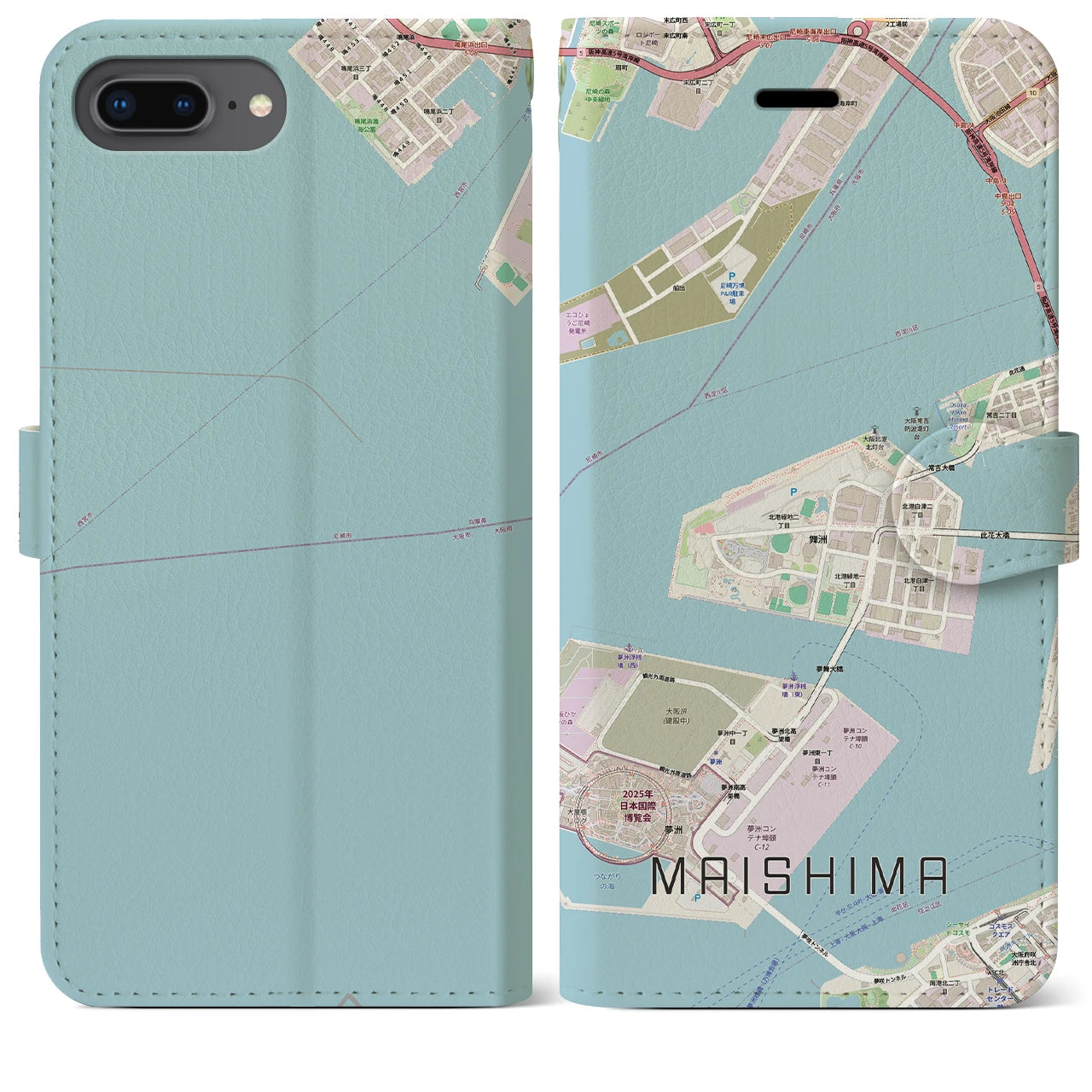 【舞洲(大阪府)】地図柄iPhoneケース(手帳タイプ)