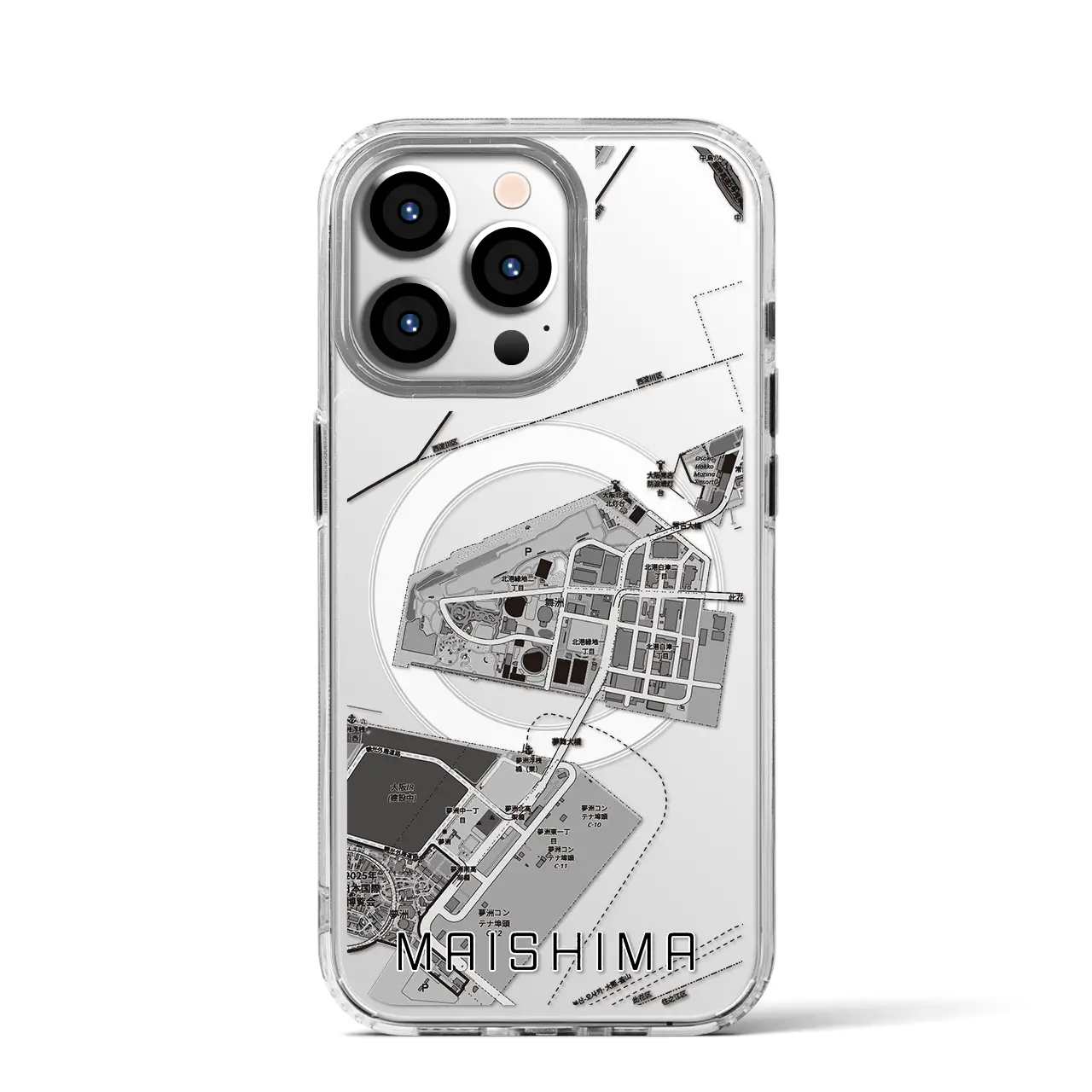 【舞洲(大阪府)】地図柄iPhoneケース(MagSafeタイプ)