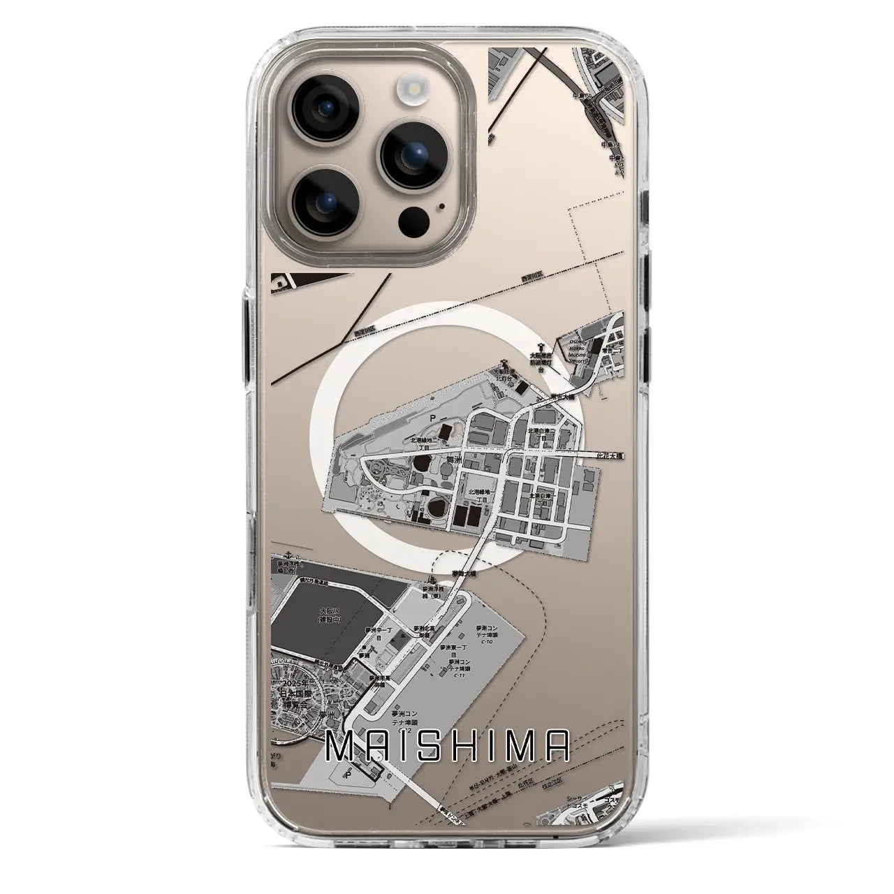 【舞洲(大阪府)】地図柄iPhoneケース(MagSafeタイプ)