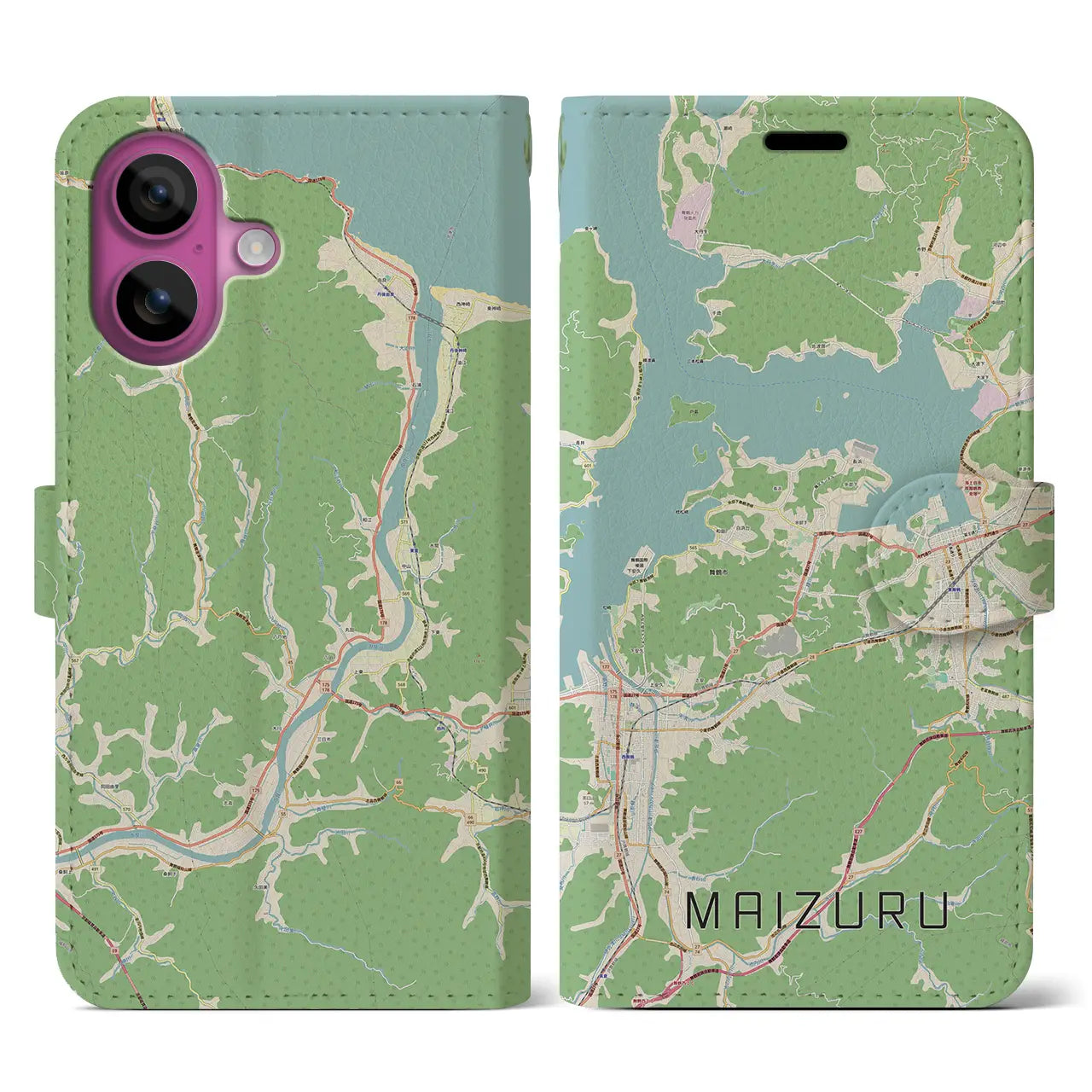 【舞鶴(京都府)】地図柄iPhoneケース(手帳タイプ)ナチュラル・iPhone 16 Pro 用