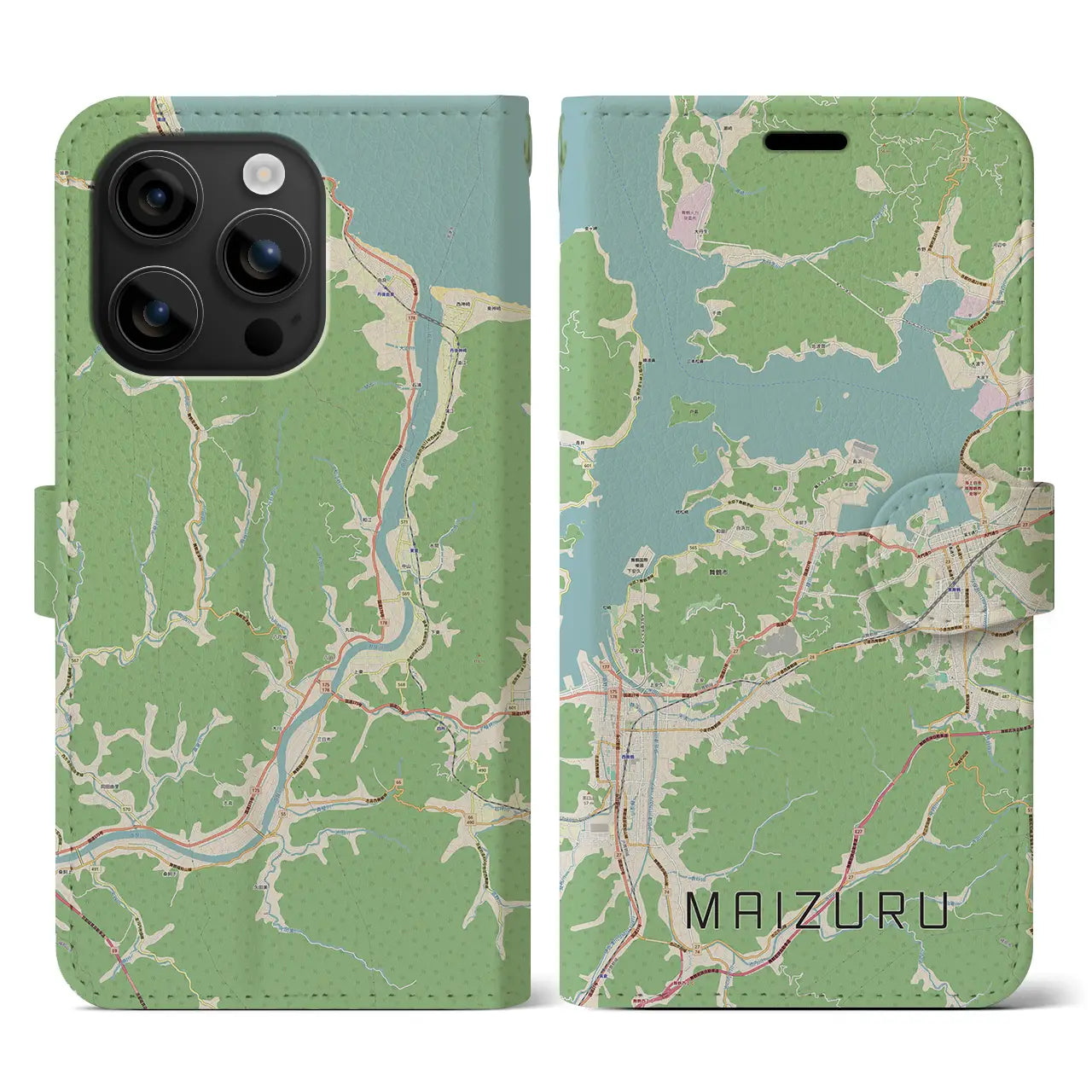 【舞鶴(京都府)】地図柄iPhoneケース(手帳タイプ)ナチュラル・iPhone 16 用