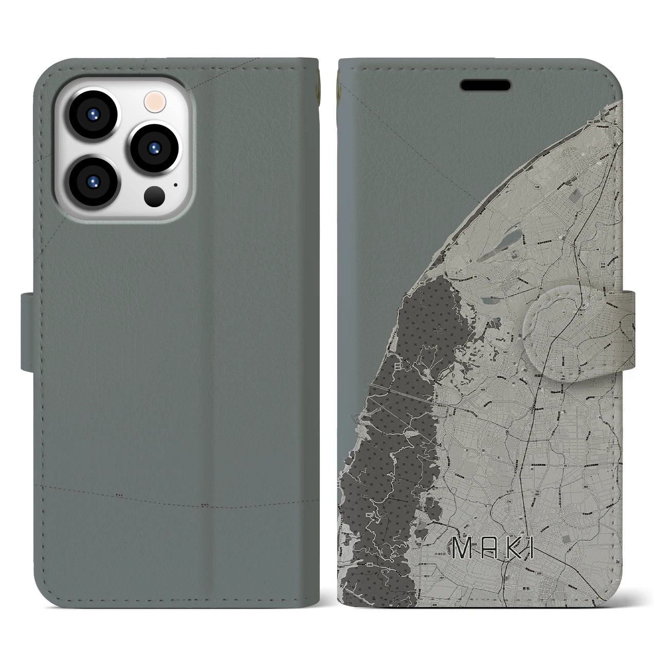 【巻(新潟県)】地図柄iPhoneケース(手帳タイプ)