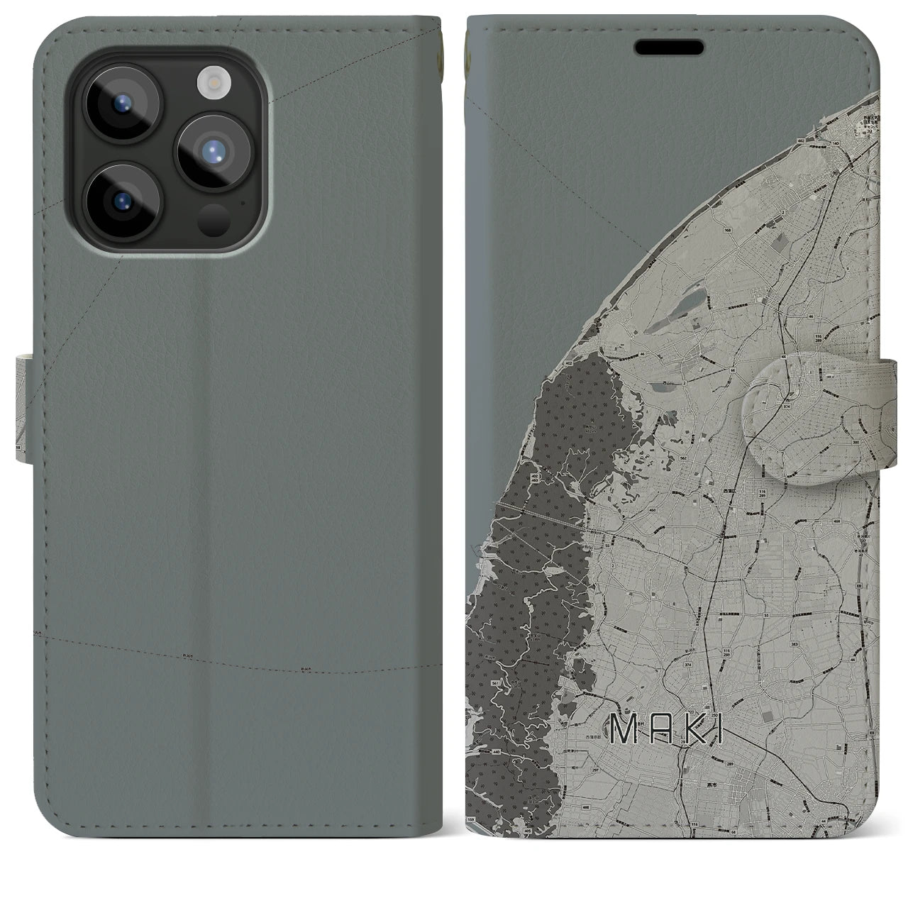 【巻(新潟県)】地図柄iPhoneケース(手帳タイプ)