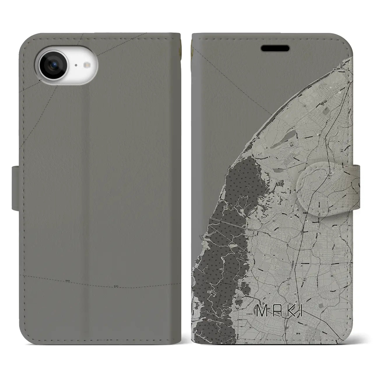 【巻(新潟県)】地図柄iPhoneケース(手帳タイプ)
