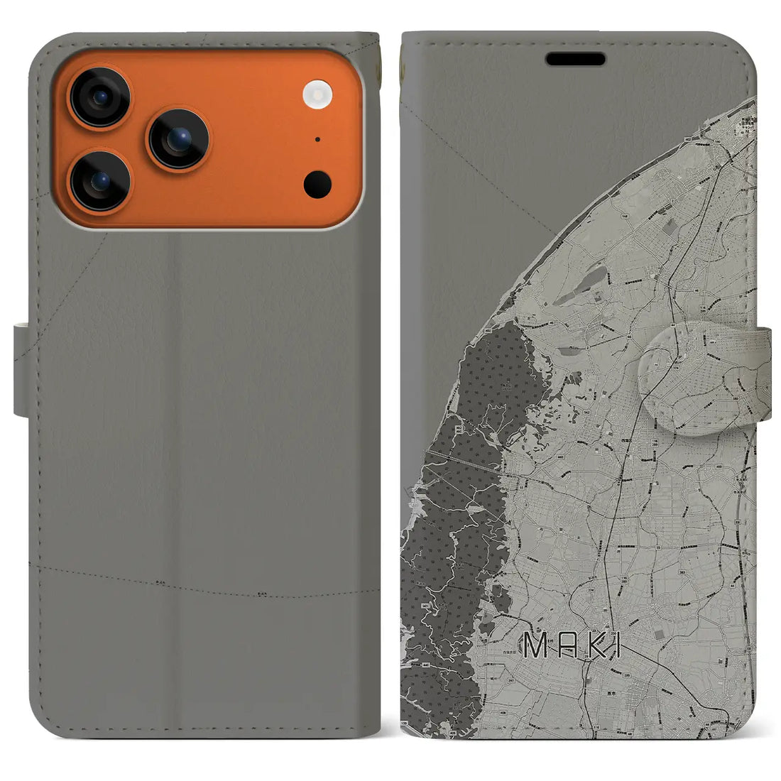 【巻(新潟県)】地図柄iPhoneケース(手帳タイプ)