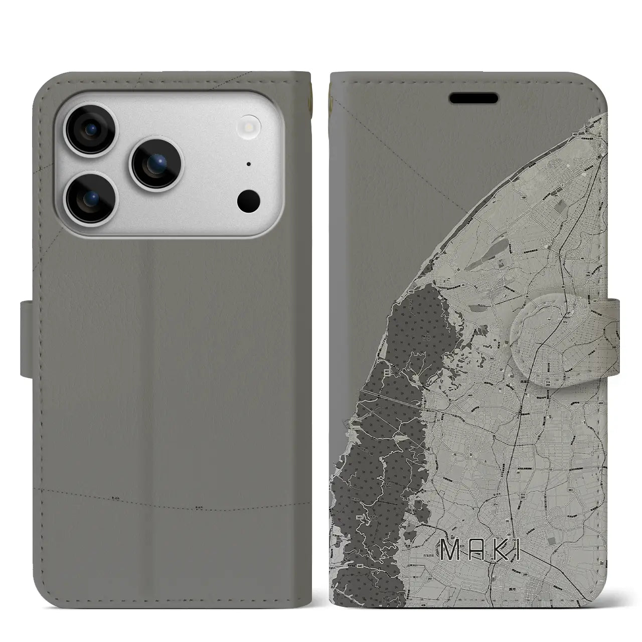 【巻(新潟県)】地図柄iPhoneケース(手帳タイプ)