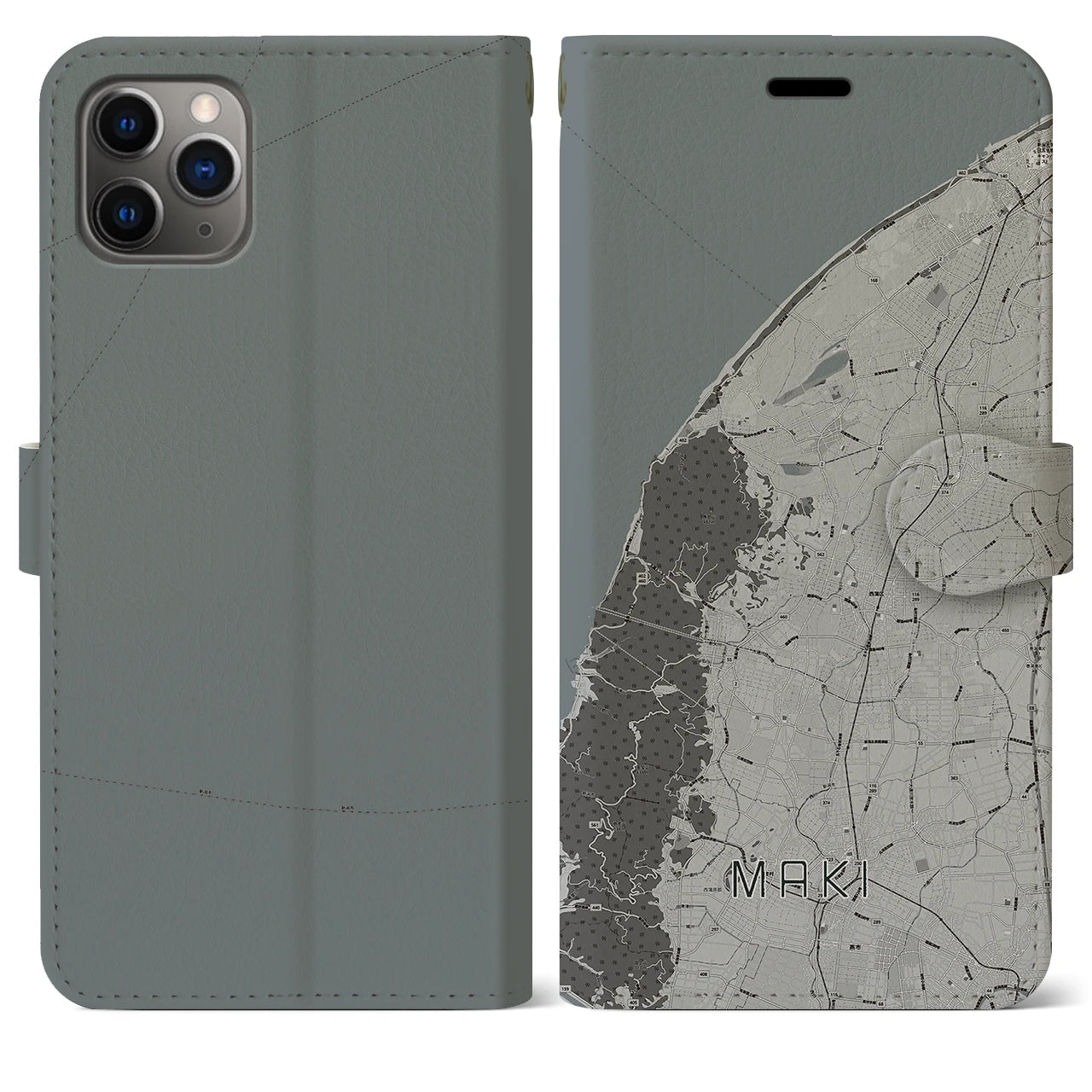 【巻(新潟県)】地図柄iPhoneケース(手帳タイプ)