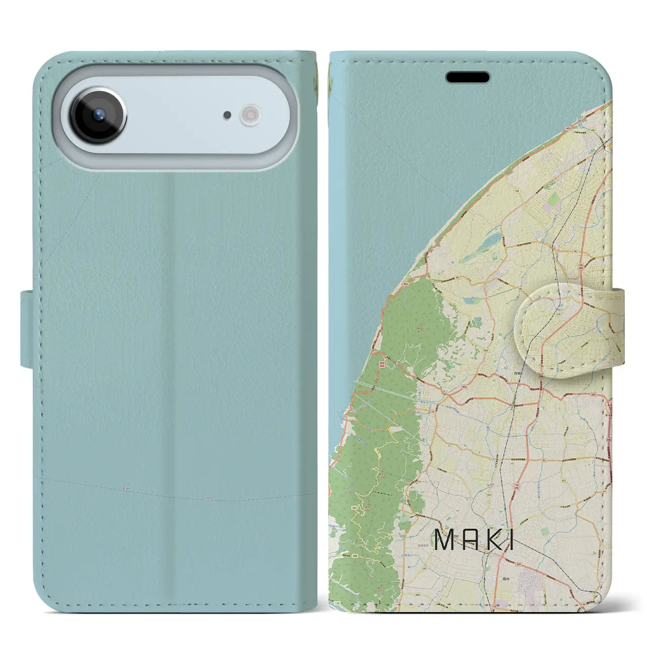【巻(新潟県)】地図柄iPhoneケース(手帳タイプ)ナチュラル・iPhone 17 Pro Max 用